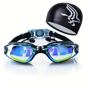 Ensemble de natation pour adultes Lunettes de natation avec verres HD anti-buée, bonnet PC durable, bouchons d'oreilles, parfait pour la piscine,la plage et tous les sports aquatiques