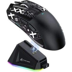 ATTACK SHARK Souris Gaming  Sans Fil RGB Légèr X11 , 22K DPI Tri-Mode sans fil BT/2.4G/filaire avec Station de Recharge Magnétique, Capteur Gaming PixArt PAW3311 pour PC/Portable E-sport 5 boutons programmables X11