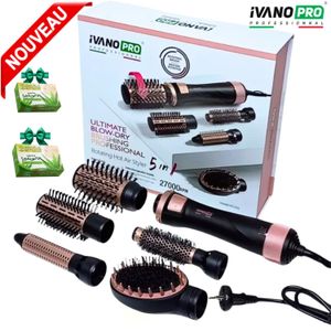 iVANOPRO PROFESSIONNAL فرشاة هواء ساخن ومجفف شعر احترافي IVANO 5 في 1 للتكثيف الدوار للهواء IVO 232