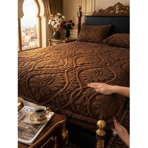 Drap-Housse en Velours Jacquard Hiver + 2 Taies d’Oreiller – Confort Ultra Doux, Chaleureux & Premium
