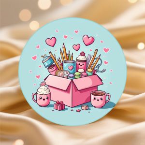 24pcs 48pcs Stickers Bureau Kawaii Boîte de Papeterie Rose Bleu Cœur Pot à Crayons Motif pour Décoration de Bureau d'Étude Scolaire Cadeau