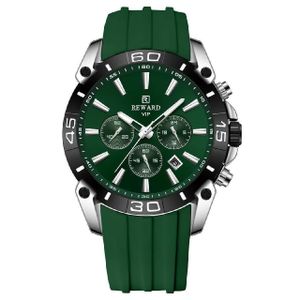 REWARD Montre Luxe Homme Chronographe Cadran et Bracelet Vert Assortis – Série Prestige