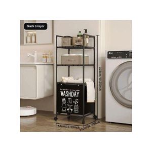 Support de rangement avec roulettes, panier à linge avec cadre en métal, sac détachable, grand panier à vêtements sales, salle de bains