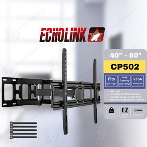 Echolink Support TV Mural 40 –80 Bras Double Pivotant, Inclinable et Robuste 50 kg, CP502 