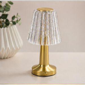 Lampe de Table LED Rechargeable Cristal Dorée Sans Fil