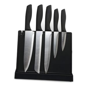 MIEVIC Ensemble de 6 Couteaux de Cuisine - Lames en Acier Inoxydable, Poignées Ergonomiques en PP, Bloc Magnétique - Accessoire Indispensable pour la Cuisine