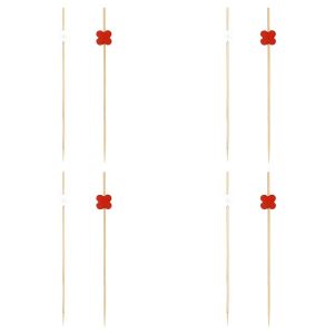 Piques à cocktail - Bois décoratifs - Pour apéritifs et brochettes - Multicolores - Lot de 4