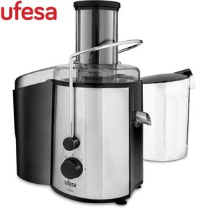 Ufesa LC5750 Delux centifugeuse et extracteur de jus 1000W2 Vitesses en acier inoxydable avec Grande entrée de 75mm et récipient de 1.25L capacité de 1.5L
