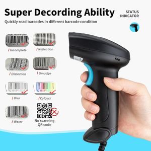 Lecteur Code Barre 1D Filaire USB Rapide Haute Précision