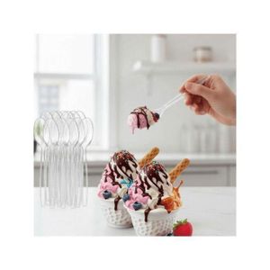 Ensemble de 50 cuillères transparentes réutilisables et résistantes