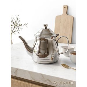 Théière en Inox  Inoxydable de Qualité Supérieure, Finition Chrome Brillant, Design Classique Épuré -36OZ -1,36L-the cafe ou lait collection Aya Home