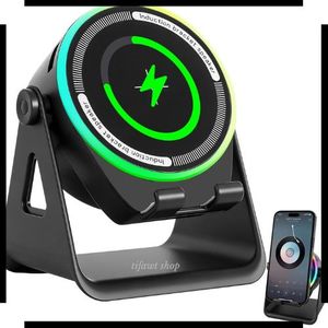 Enceinte Bluetooth Sans Fil avec Chargeur à Induction – Support de Téléphone Multifonction 2-en-1