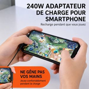 Support Pliable 240Watt avec Connecteur Type-C – Compatible avec Tous les Smartphones Android & iPhone, Charge Rapide, Design 90° pour Gaming et Vidéo