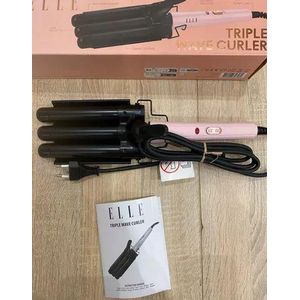 Elle مجعد للشعر بثلاث ماسكات - جهاز إنشاء موجات ثلاثية - طلاء سيراميك