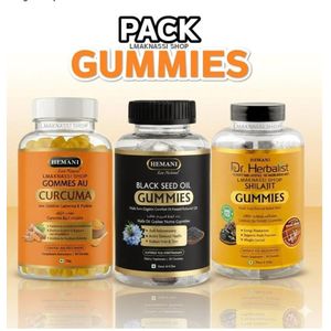 Hemani Pack 3 bottel GUMMIES shilajit & black seed oil & carcuma 