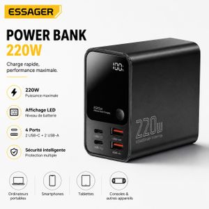 ESSAGER إيليت باور بانك Wi-P056 10000mAh ماغسيف مع كابلين مدمجين، معتمد بمعايير السلامة CCC 3C