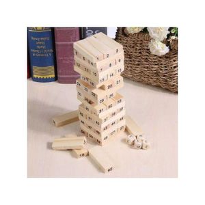 54 pièces de bloc d'empilage en bois / jouet de tour Jenga