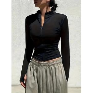 Veste de Sport Femme Zippée à Manches Longues – Veste Ajustée Yoga, Pilates, Fitness, Running et Randonnée