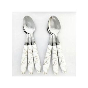 Offre Ramadanlot de 6 Cuillères à Café en Acier Inoxydable, Cuillères design en marbre