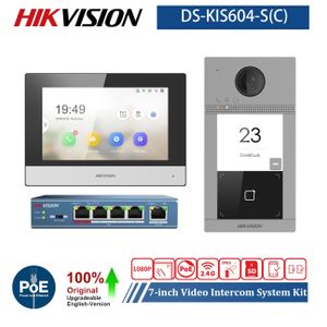 Hikvision Kit complet Vidéophone IP antivandale avec lecteur de badge WIFI POE ( Videophone / Interphone )  DS-KIS604-S(C)