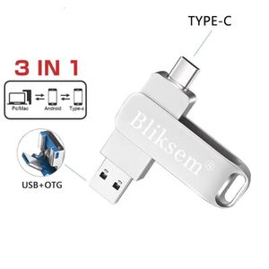 Bliksem Clé USB 4-en-1 Compatible iPhone, Android & PC 64 GB Transfert Rapide et Stockage Pratique