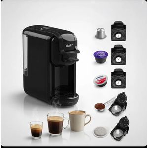 Daiko Machine à Café 5-en-1 – 19 Bars – 1450W – Multi-Capsules – Café Moulu – Noir