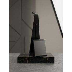 Support de bureau universel pour smartphone avec base en marbre – Design minimaliste.