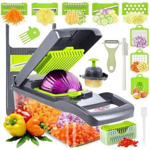 Coupe-légumes multifonctionnel avec panier, coupe-fruits, hachoir à pommes de terre, râpe à carottes