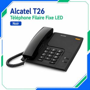 Alcatel Téléphone Filaire Fixe T26 avec LED Noir – Téléphone de Bureau