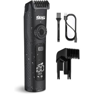 Dsp Tondeuse Barbe Homme Professionnelle Sans Fil Waterproof – Kit de Rasage Rechargeable avec Écran LED, Sabots Réglables 1-16mm, Tondeuse Cheveux, Moustache, Corps & Zones Intimes, Hair Clipper USB
