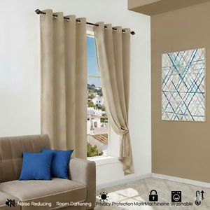 Set de 2 panneaux de rideaux velours beige 2m x 1.4m x(2 pièces)
