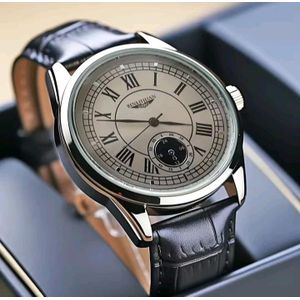 Montre à quartz de luxe avec bracelet en cuir étanche pour hommes 