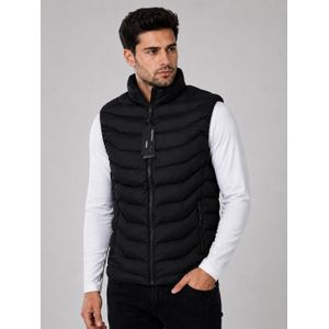 General Doudoune Sans Manches Homme Noire – Gilet Matelassé Chaud avec Col Montant et Poches Zippées