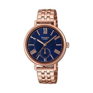 Casio Sheen Collection - Finitions raffinées en or rose et bleu - Cristaux SWAROVSKI - SHE-3066PG-2A