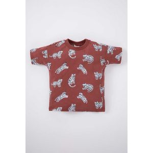 Defacto T-shirt à manches courtes pour bébé garçon, coupe classique, motif animal - Z9879A2 - Bordeaux
