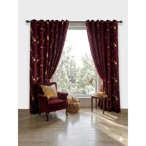  Set de 2 panneaux de rideaux veulure gruna motifs dorés 2m x 1.4m x(2 pièces)