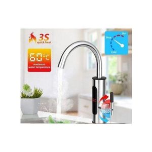 Robinet Chauffe-eau Instantané 3000 W, Rotatif à 360°, Chauffe-eau Numérique, Chauffe-eau Instantané à Écran Tactile, Chauffage Eau 30-60°C en 3 à 6 Secondes, Robinet Chauffant en Acier Inoxydable, Chauffage Rapide