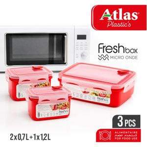 Atlas Plastics  Pack 3 Fresh Box Microwave Atlas