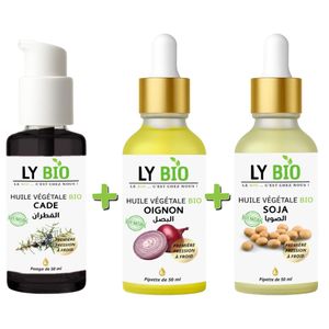 LY BIO PACK HUILE CADE 50ML - POMPE + HUILE OIGNON 50ML - PIPETTE + HUILE SOJA 50ML - PIPETTE