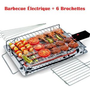Barbecue Grille Électrique Portable 2000W – Avec Grille et 6 Brochettes