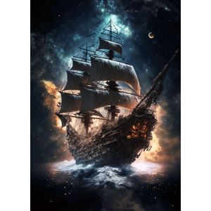 Pirate ship in space  Poster Chambre Haute Qualité