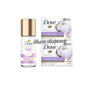 Dove Deodorant Serum Roll-on 3% Niacinamide,X10 Omega 6(45ml)+2 Savon au lait de coco et pétales de jasmin(90g X2)