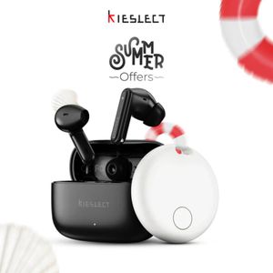 Kieslect سماعات أذن لاسلكية Clear، بلوتوث 5.3، محركات 12 ملم، 2 ميكروفونات مع ENC، مكالمات واضحة مع جهير عميق، وضع اللعب، عمر بطارية 40 ساعة، IPX4، تخصيص EQ عبر التطبيق