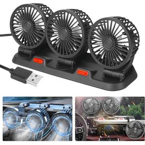 Ventilateur de voiture avec 3 têtes, rotatif, refroidissement efficace pour véhicules (USB)