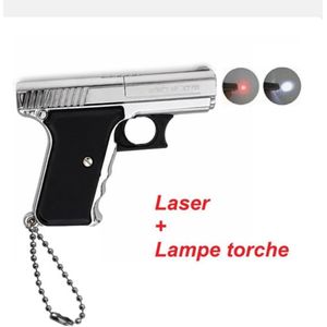 Petit Laser Porte-Clés en Forme de Pistolet avec Lampe Torche LED Compact et Multifonction