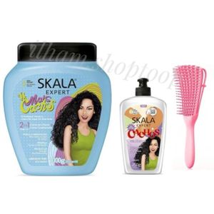 Skala Mais Cachos Crème Bouclante+Gel Capillaire Liquide+Brosse Otopus rose