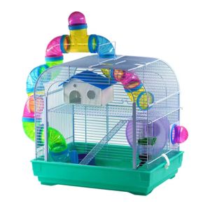 Cage pour petits animaux + tunnel et jouets