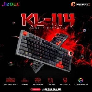 Jedel Clavier Gamer Mécanique Complet KL-114 - Red Switch Silencieux - 104 Touches - Rétroéclairage RGB - Filaire USB