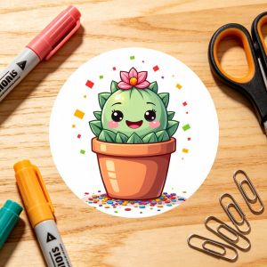 24pcs 48pcs Stickers de Bureau Motif Plante Cactus Mignon Étiquettes Décoratives pour Papeterie, Ordinateurs Portables et Organisation de Bureau