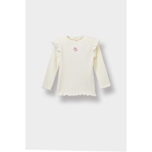 Defacto تيشيرت بنات كم طويل مضلع فلورال قصة عادية برقبة مستديرة